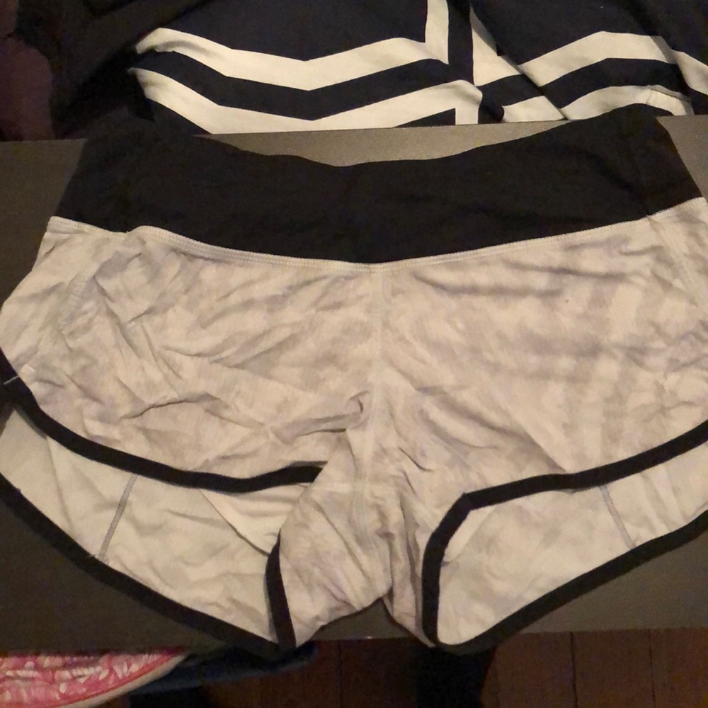 Lululemon White and Black Running Shorts